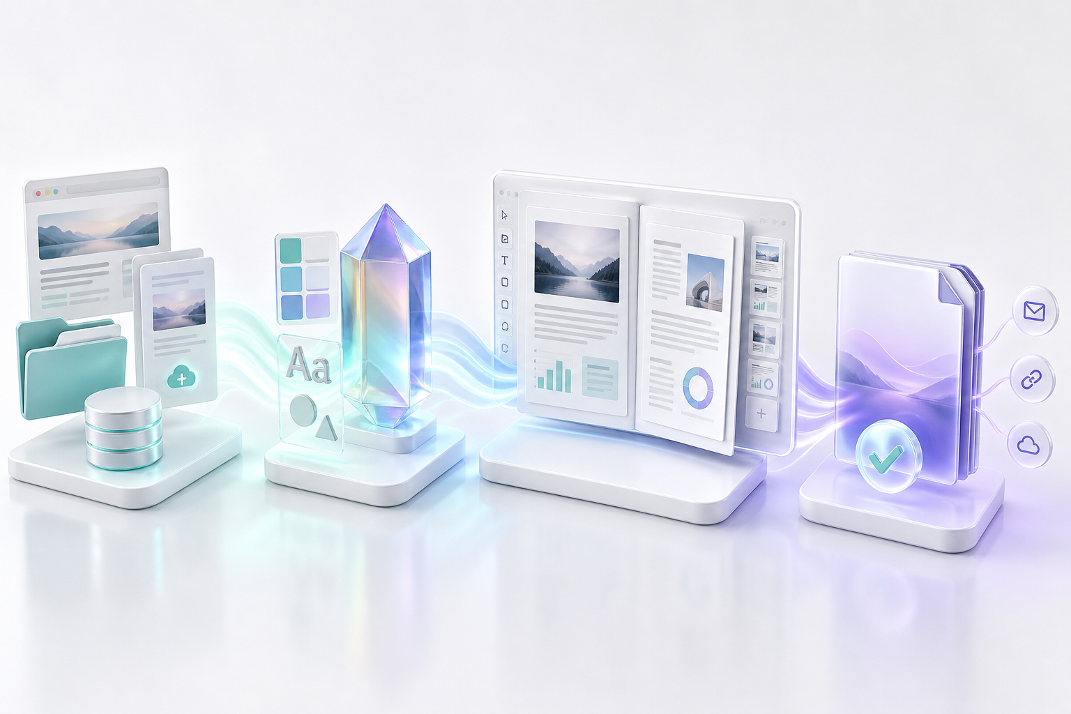 Markenwissen, Inhalte, Review und Ausgabe werden in ANORA zu einem nachvollziehbaren Workflow verbunden.
