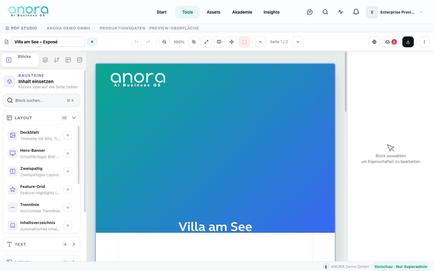 PDF Studio wendet Brand DNA und Freigaben in einem geführten Arbeitsraum an.