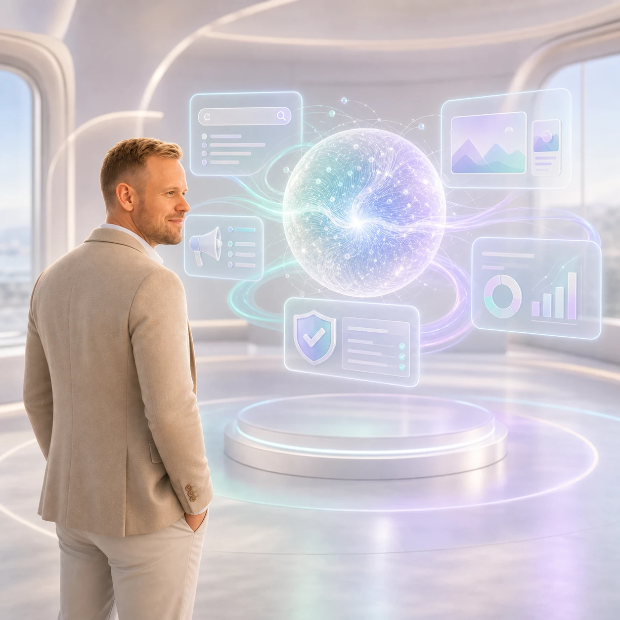 Illustration von Daniel Kleybor vor dem verbundenen ANORA-System